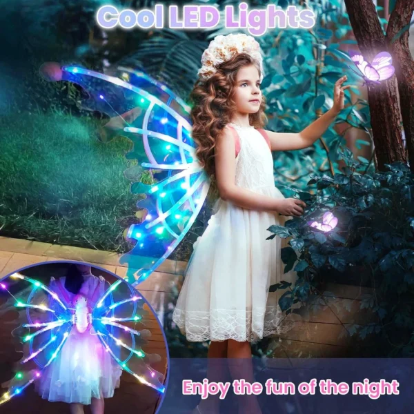 LED Fairy Wings with Music – Glowing Electric Wings for Dress-Up & Parties