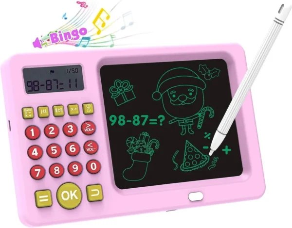 2-in-1 Rechargeable Math Learning Calculator with LCD Writing Pad – Perfect for Kids