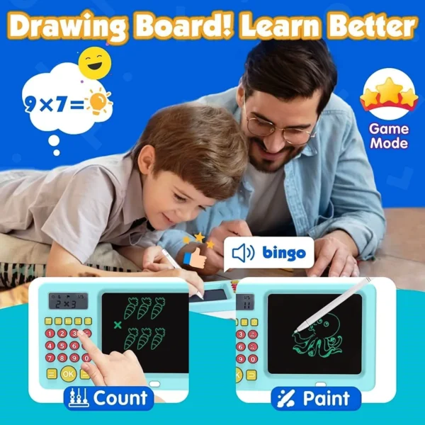 2-in-1 Rechargeable Math Learning Calculator with LCD Writing Pad – Perfect for Kids