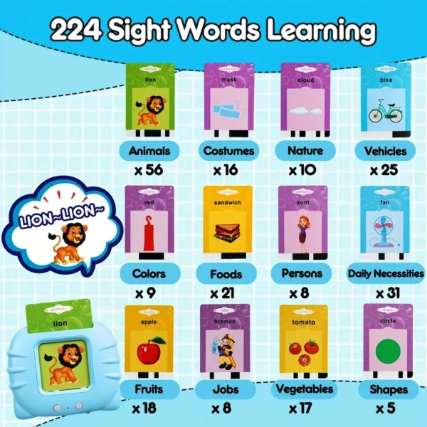 Rechargeable Talking Flashcards for Kids – Interactive Educational Toy for Toddlers & Preschool Learning