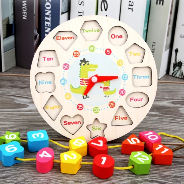 Kids Wooden Learning Clock – Montessori Educational Toy for Toddlers