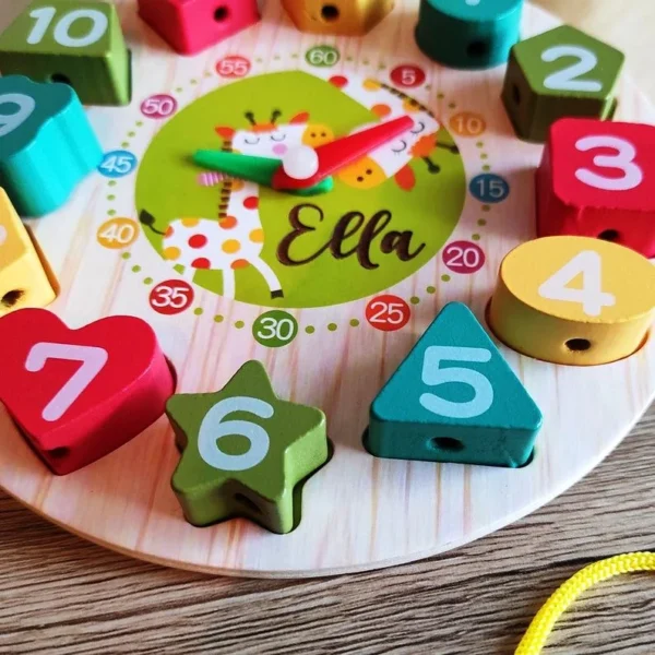 Kids Wooden Learning Clock – Montessori Educational Toy for Toddlers
