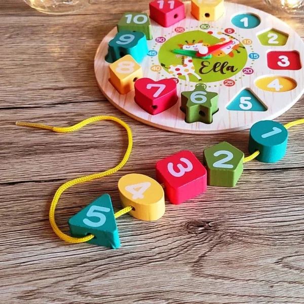Kids Wooden Learning Clock – Montessori Educational Toy for Toddlers