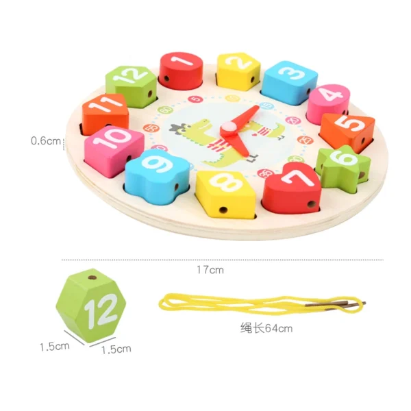 Kids Wooden Learning Clock – Montessori Educational Toy for Toddlers