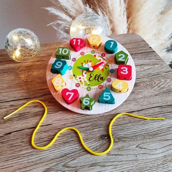 Kids Wooden Learning Clock – Montessori Educational Toy for Toddlers