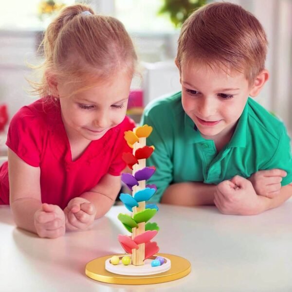 Wooden Rainbow Marble Run – Musical Tree Ball Drop Toy for Kids