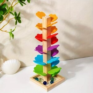 Wooden Rainbow Marble Run – Musical Tree Ball Drop Toy for Kids