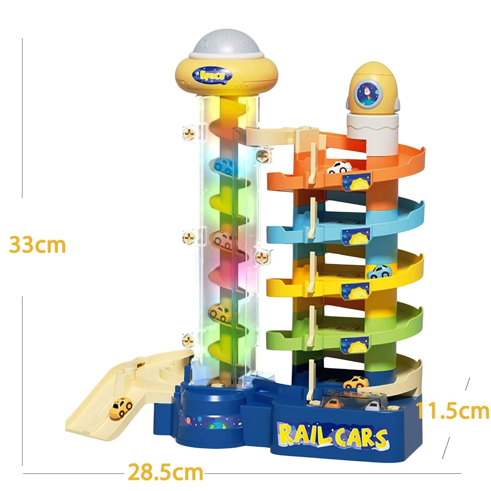 Kids Musical Car Parking Garage Playset with Roller Coaster Track