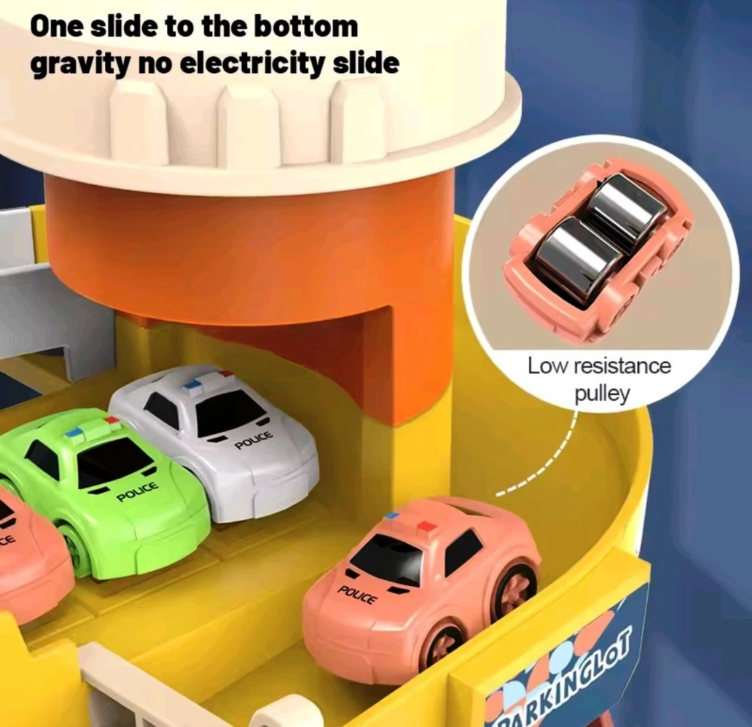 Kids Musical Car Parking Garage Playset with Roller Coaster Track