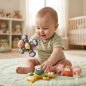 360° Spinning Baby Suction Cup Rattles – Sensory Toys for High Chair, Table & Floor Play