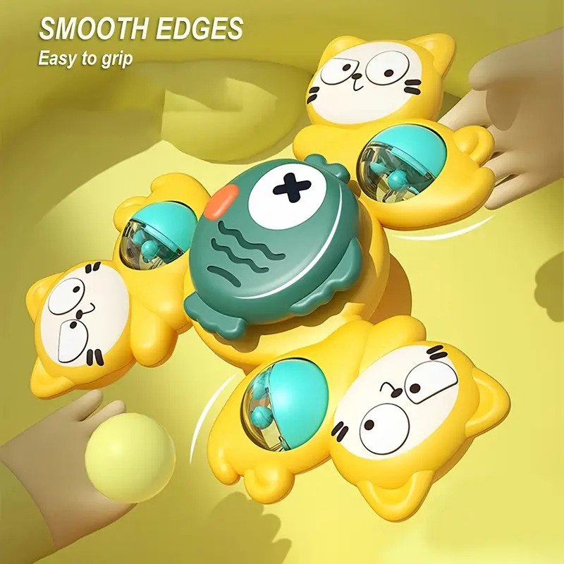 360° Spinning Baby Suction Cup Rattles – Sensory Toys for High Chair, Table & Floor Play