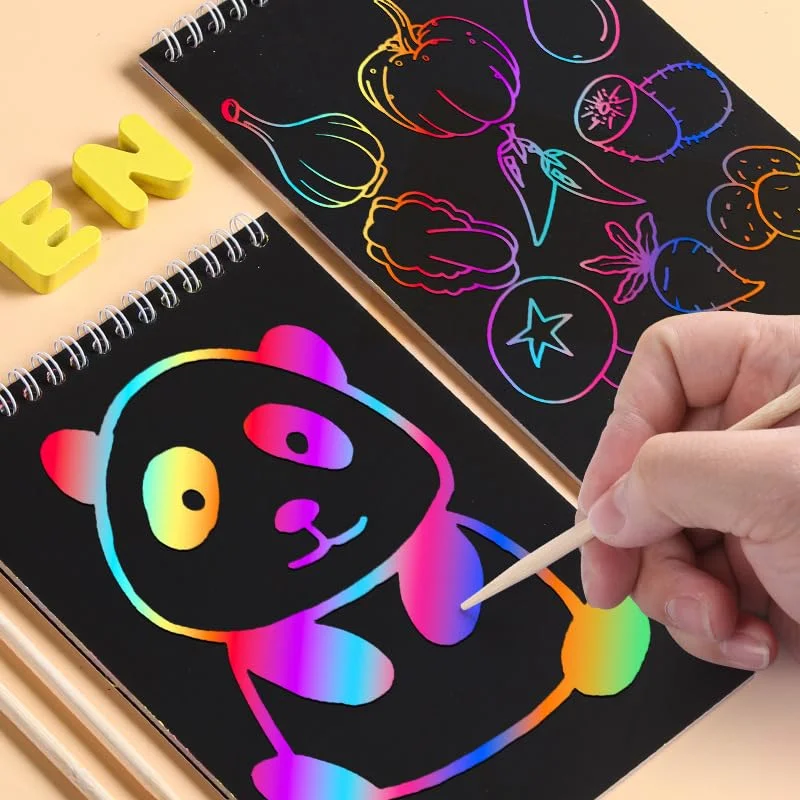 Scratch Art Book for Kids – Rainbow Drawing Pad for Boys & Girls