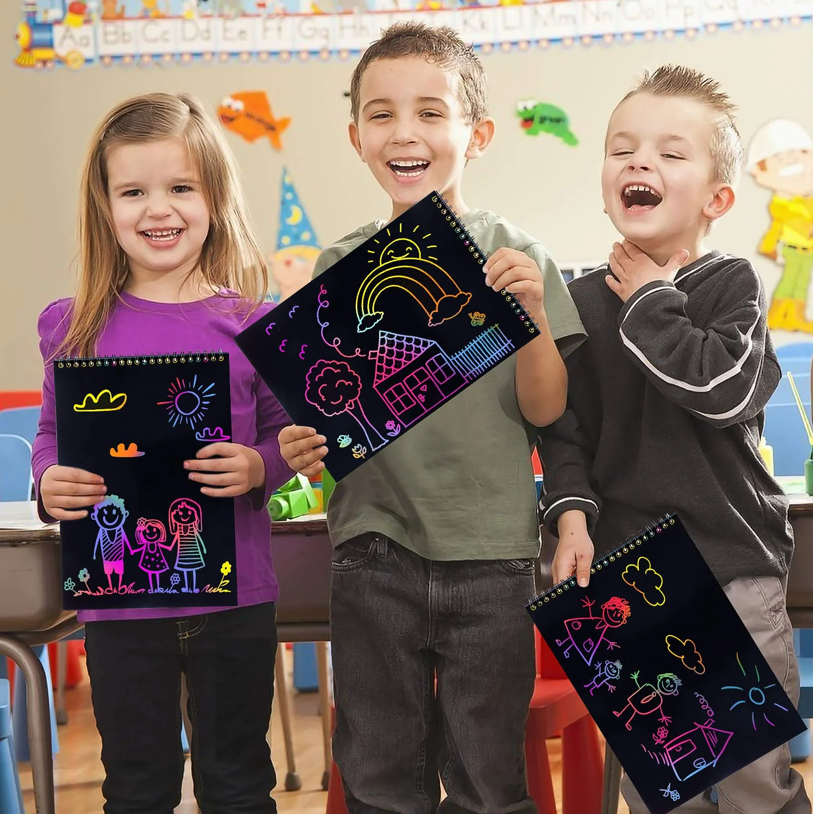Scratch Art Book for Kids – Rainbow Drawing Pad for Boys & Girls