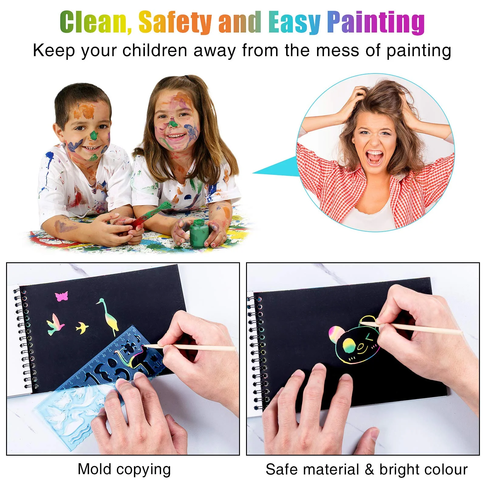 Scratch Art Book for Kids – Rainbow Drawing Pad for Boys & Girls