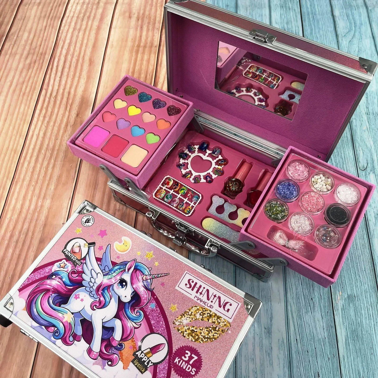 Unicorn Makeup Beauty Box for Kids – Safe, Washable Pretend Play Set with Magical Accessories