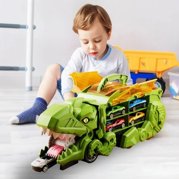Exciting Monster Dinosaur Truck that eats cars – endless fun on the car track for kids!