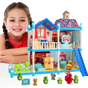 Large Dollhouse Toy for Kids – Pretend Play Doll House with Furniture & Accessories for Girls (42 cm)