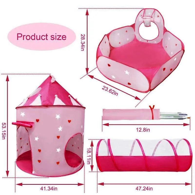 3-in-1 Kids Tunnel Play Tent House – Foldable Indoor & Outdoor Pop-Up Playhouse for Toddlers & Children