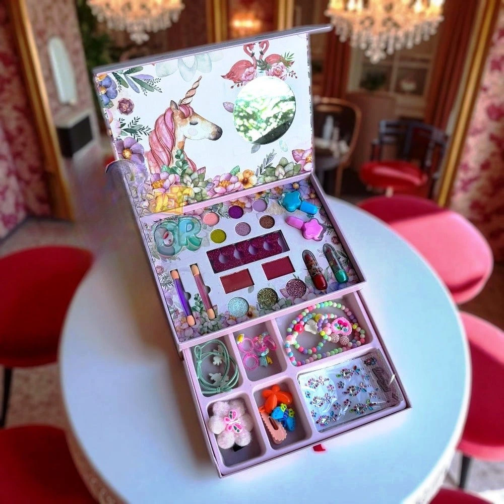 Two Layers Kids Makeup Kit with Beads – Safe & Fun Pretend Play Beauty Set for Girls