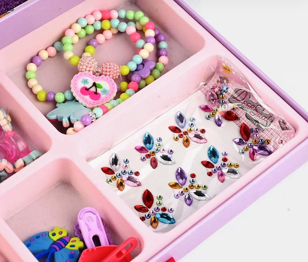 Two Layers Kids Makeup Kit with Beads – Safe & Fun Pretend Play Beauty Set for Girls