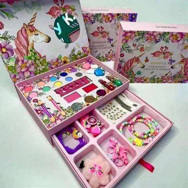 Two Layers Kids Makeup Kit with Beads – Safe & Fun Pretend Play Beauty Set for Girls