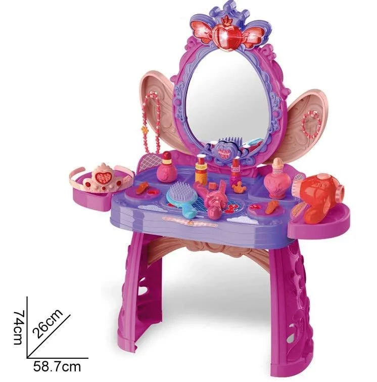 Kids Vanity Set with Mirror & Accessories – Pretend Play Makeup Table for Girls | Kids Dressing Table Toy Gift