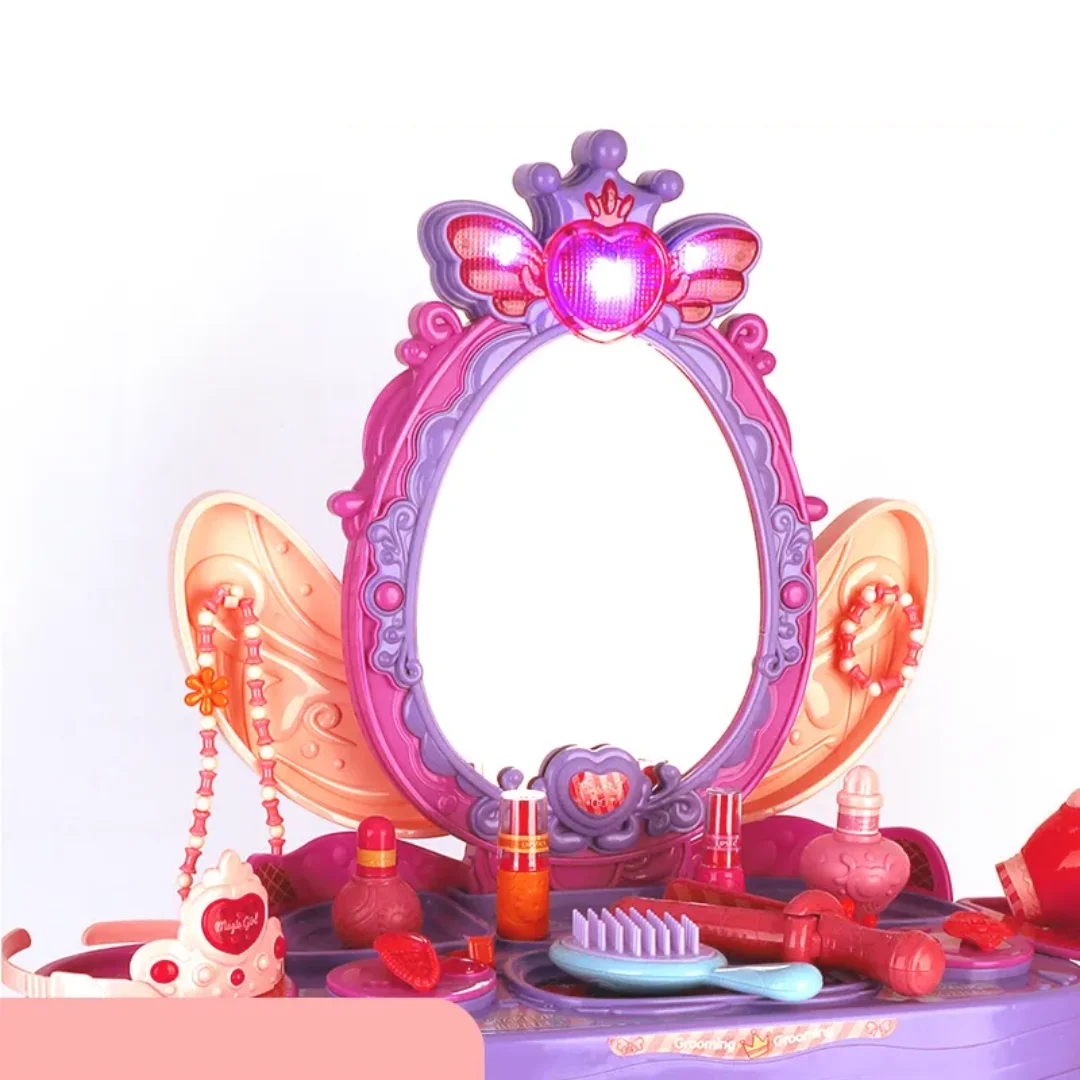 Kids Vanity Set with Mirror & Accessories – Pretend Play Makeup Table for Girls | Kids Dressing Table Toy Gift