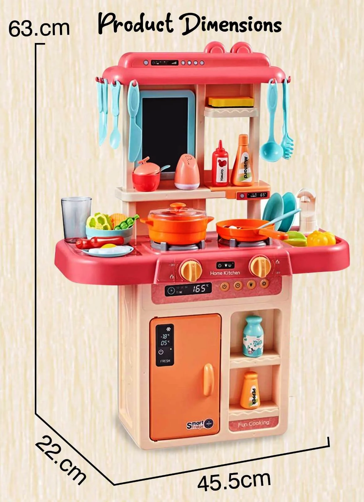 Kids Kitchen Set with Running Water Tap – 36 PCS Pretend Cooking Toy