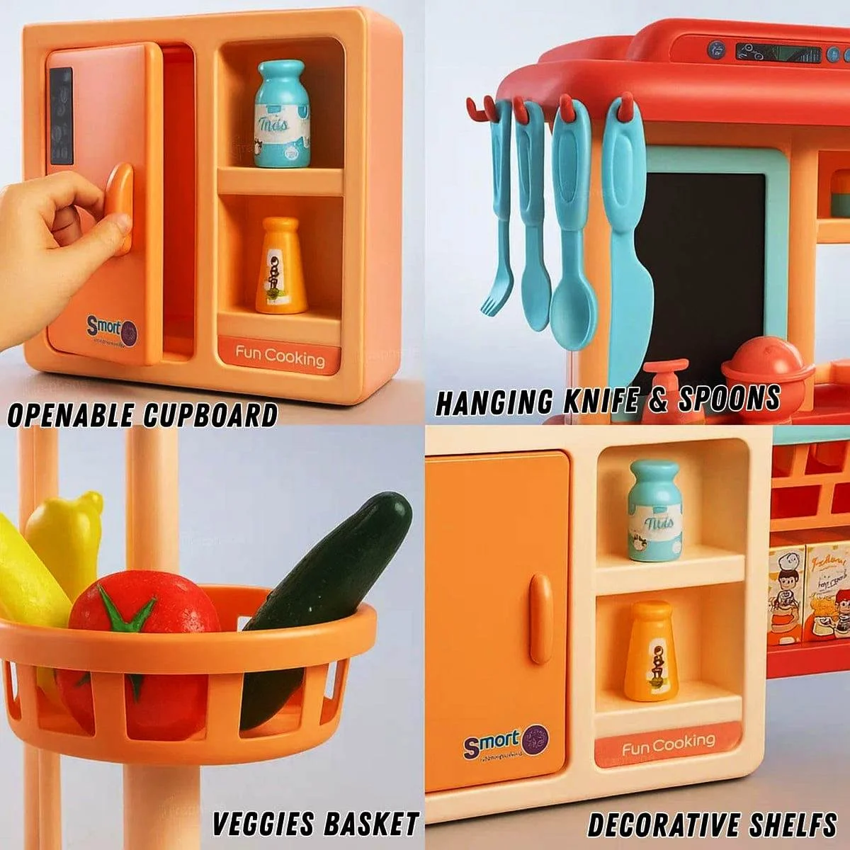 Kids Kitchen Set with Spraying Mist & Running Water Tap – 42 PCS Pretend Cooking Toy