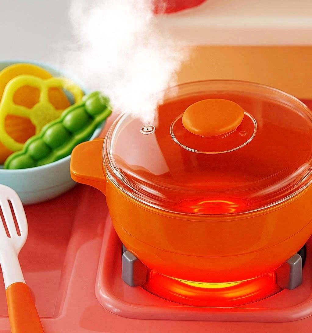 Kids Kitchen Set with Spraying Mist & Running Water Tap – 42 PCS Pretend Cooking Toy