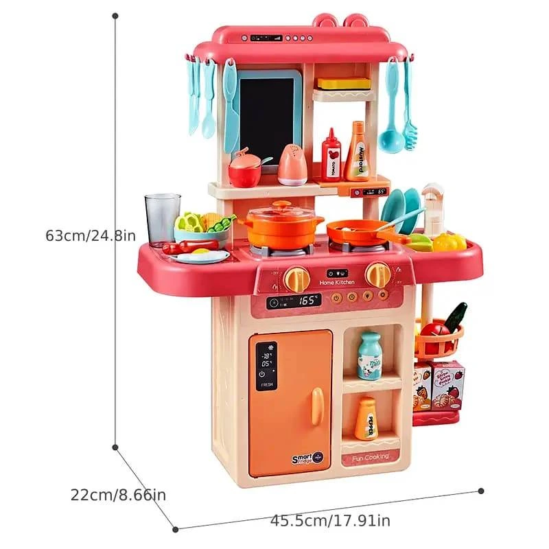 Kids Kitchen Set with Spraying Mist & Running Water Tap – 42 PCS Pretend Cooking Toy