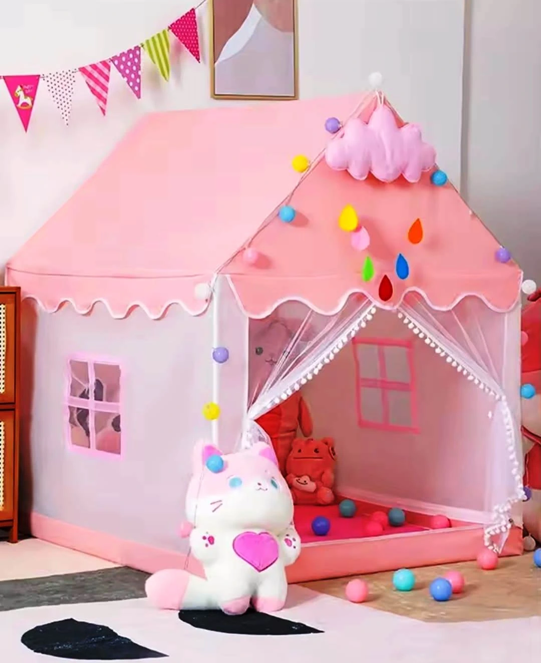 Princess Playhouse Tent for Kids – Indoor & Outdoor Castle Play Tent with Free Fairy Lights