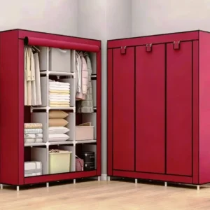 Portable Wardrobe Cloth Organizer with Hanging Rail | Foldable Closet Storage Cabinet